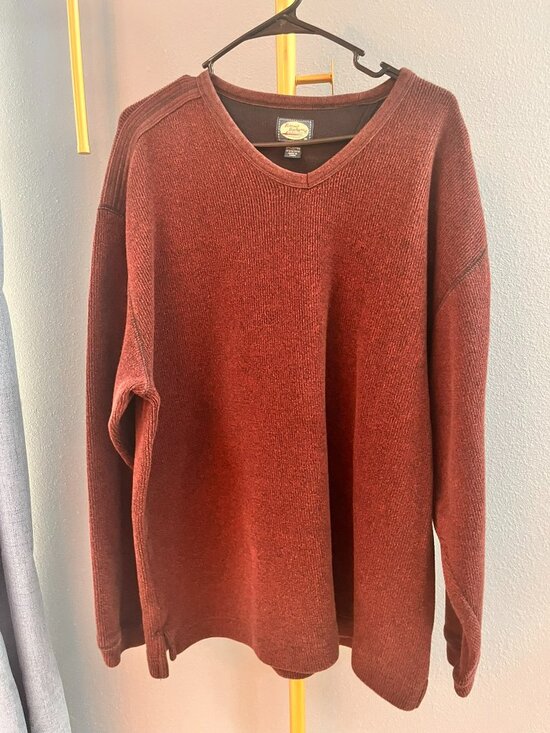 Tommy Bahama Other - Tommy Bahama Mens XL V-Neck Sweater Rust Burgundy Ribbed Knit Cotton Pullover
